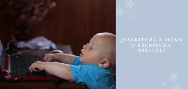 Imagen de la cabecera con bebé escribiendo en el teclado de un ordenador portátil.