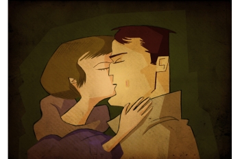 Imagen de un dibujo de una pareja besándose